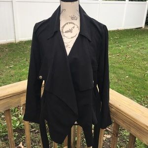 bar III Open Black Blazer Trench